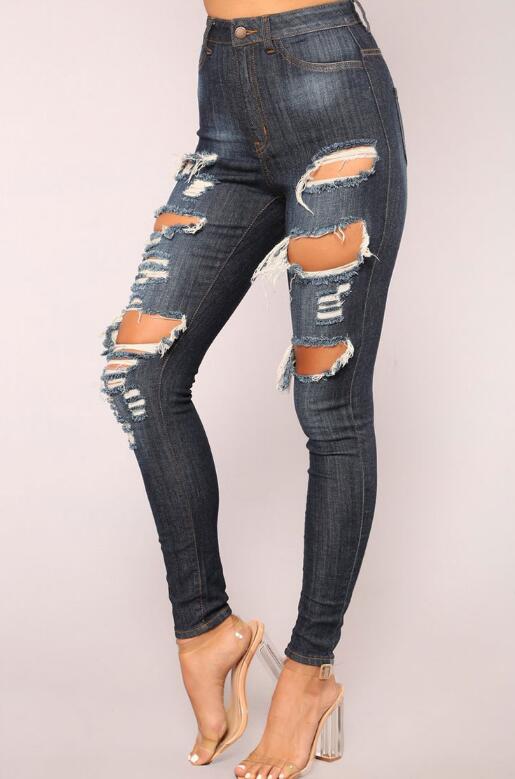 SZ60213 destroyed skinny jeans for women